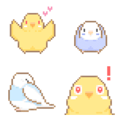 [LINE絵文字] 色々セキセイインコ（ドット絵）の画像