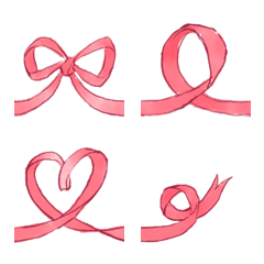 [LINE絵文字] 繋がるピンクのリボン絵文字の画像