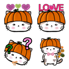 [LINE絵文字] 三毛猫のまいちゃん 絵文字 秋 かぼちゃの画像