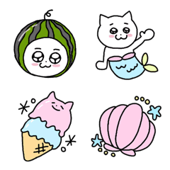 [LINE絵文字] ハピねこの夏の画像