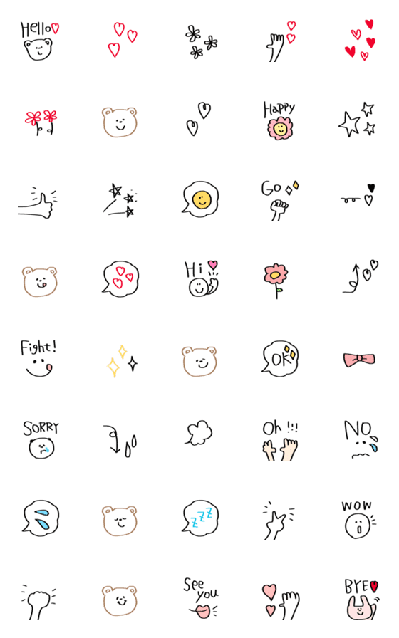 [LINE絵文字]シンプルにらくがき絵文字♡の画像一覧