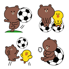 [LINE絵文字] BROWN ＆ FRIENDS サッカー絵文字♡の画像