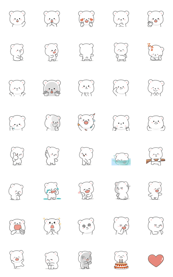 [LINE絵文字]Paper Bear Animated Emojiの画像一覧