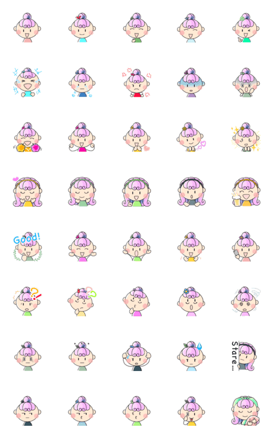 [LINE絵文字]Miss Chignon's Emoji sticker. Eの画像一覧