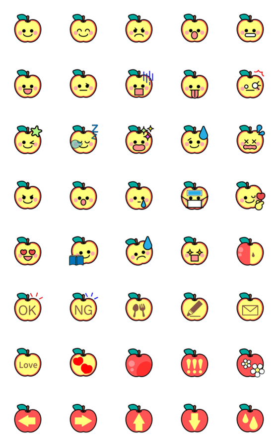 [LINE絵文字]可愛いりんごがたくさん絵文字の画像一覧
