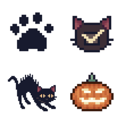 [LINE絵文字] Pixel black cat emojiの画像
