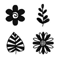 [LINE絵文字] Flowers and Leaves Black Version Emojiの画像