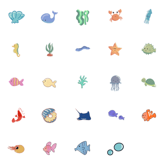 [LINE絵文字]CuteSea Animalsの画像一覧