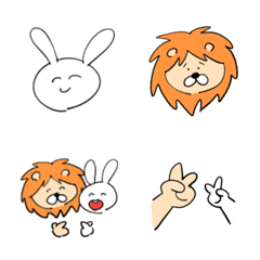 [LINE絵文字] ウサギさんとライオンさんの日常絵文字の画像