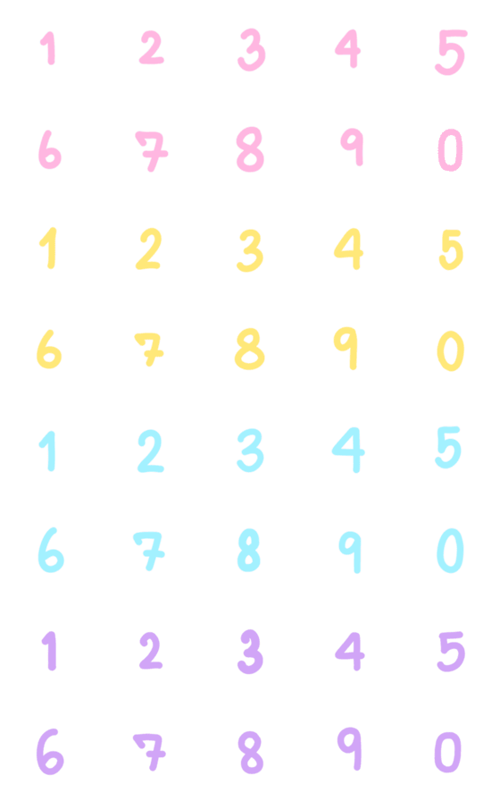 [LINE絵文字]cute pastel numbersの画像一覧