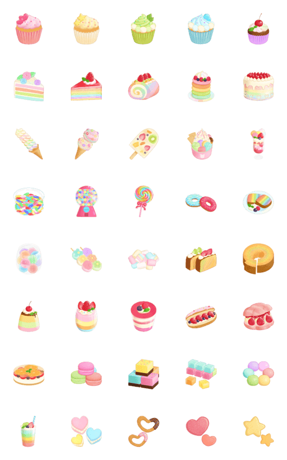 [LINE絵文字]スイーツ色々7～Colorful sweets～の画像一覧