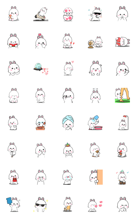 [LINE絵文字]Lovely Rabbit : Animated emojiの画像一覧