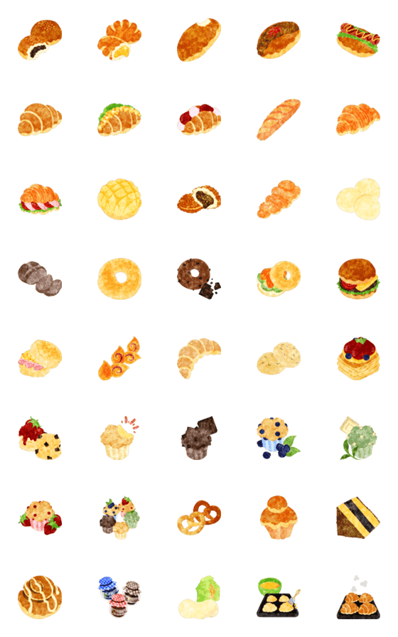 [LINE絵文字]Delicious and Cute Breads Emojiの画像一覧