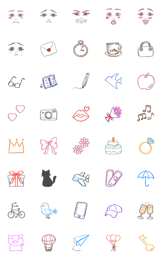 [LINE絵文字]かわいくてシンプルなおめめ絵文字の画像一覧