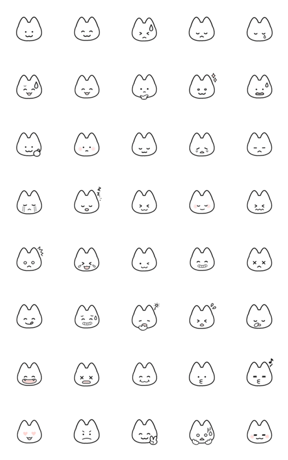 [LINE絵文字]シンプルしろねこ絵文字 Ver.2の画像一覧