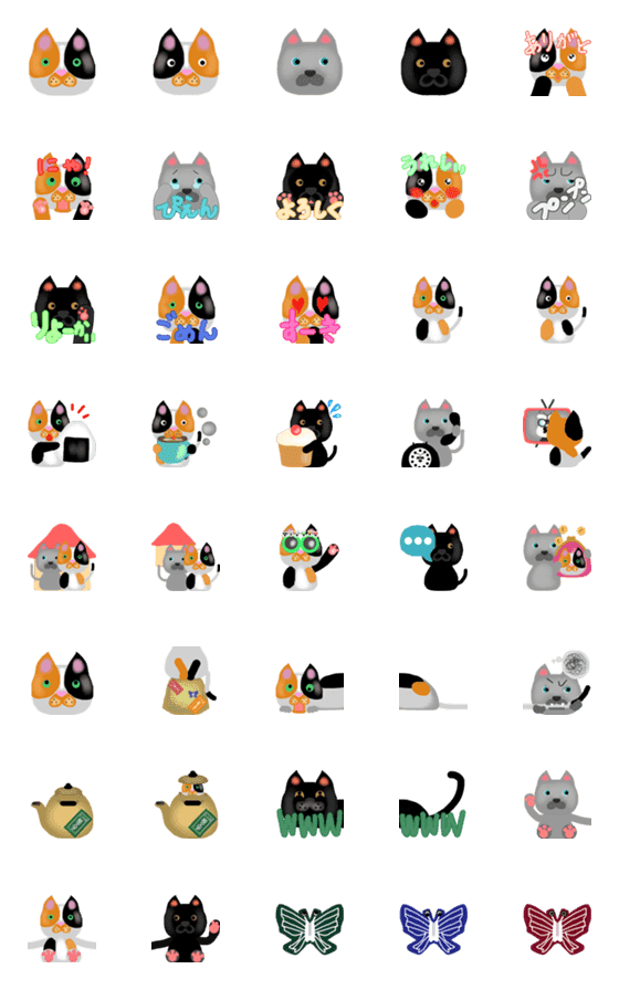 [LINE絵文字]日本猫 絵文字 AAAの画像一覧
