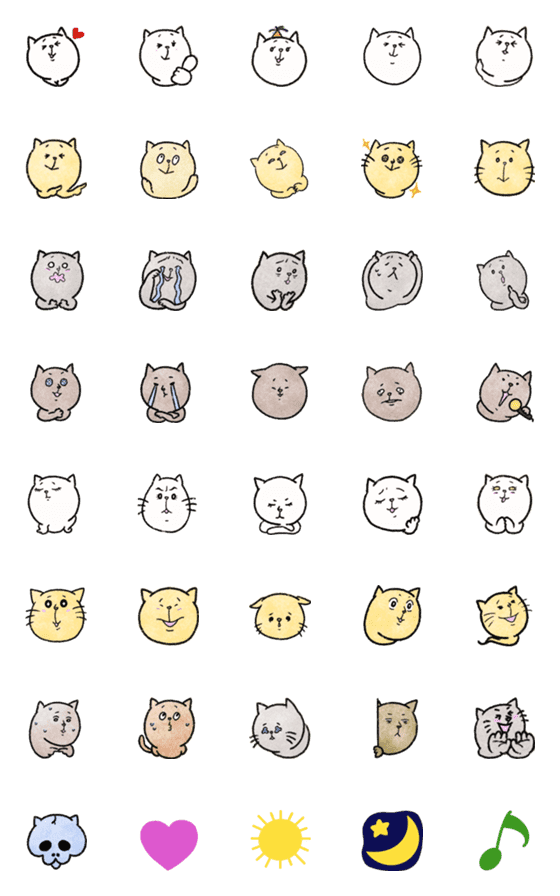 [LINE絵文字]ねこたちのにちじょうえもじの画像一覧