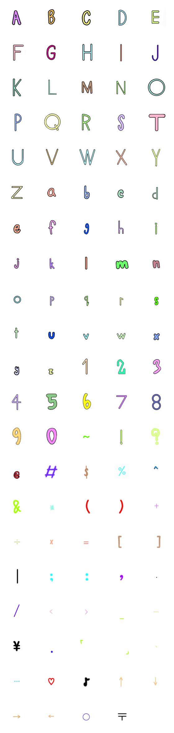 [LINE絵文字]Letters numbers V.1の画像一覧