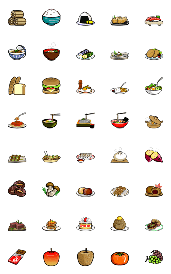 [LINE絵文字]食欲の秋の食べ物絵文字の画像一覧