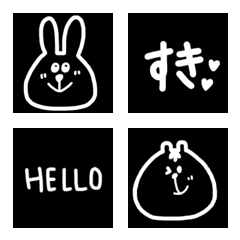 [LINE絵文字] 黒白絵文字の画像