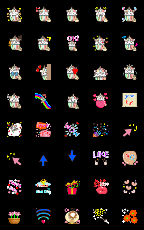 [LINE絵文字]Unicorn Cupcake Emoji Animationの画像一覧