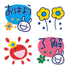 [LINE絵文字] お花♡ほぼ白うさぎ絵文字の画像