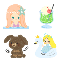 [LINE絵文字] Fairy tale frends 人魚姫の夏の絵文字の画像