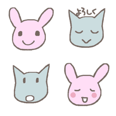 [LINE絵文字] うさぎとねこ シンプル絵文字の画像