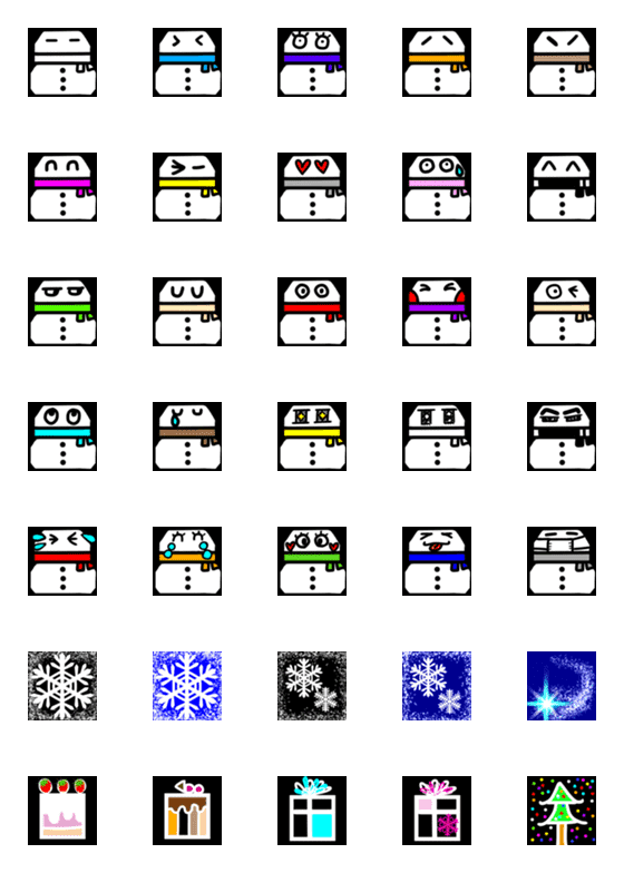 [LINE絵文字]雪だるまスノーマン絵文字シンプル表情【1の画像一覧