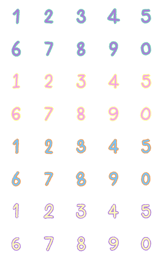[LINE絵文字]Four Color Numbers V3の画像一覧