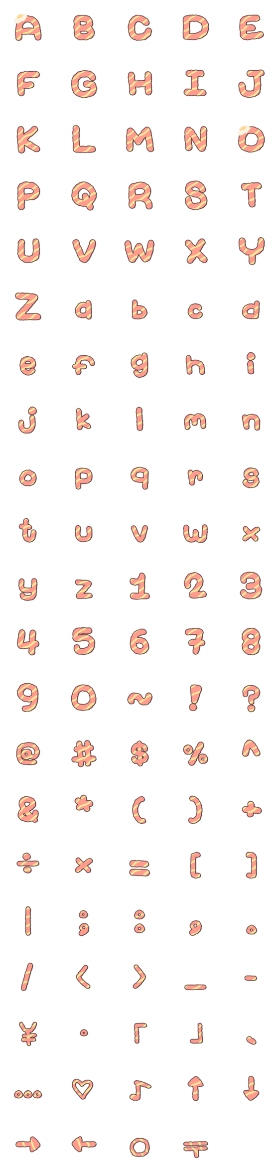 [LINE絵文字]English Alphabets Bacon ABC 123 Symbolの画像一覧
