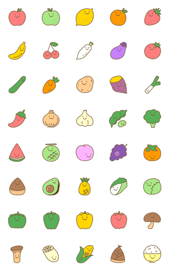 [LINE絵文字]果物＆野菜の絵文字の画像一覧