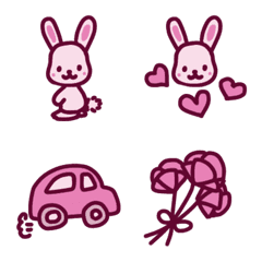 [LINE絵文字] 可愛いウサギのピンクの絵文字の画像