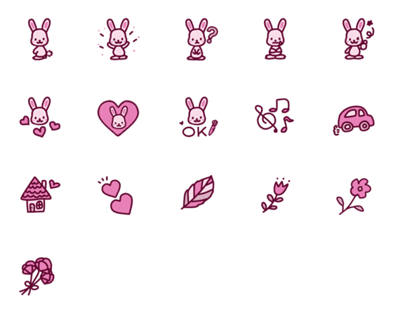 [LINE絵文字]可愛いウサギのピンクの絵文字の画像一覧