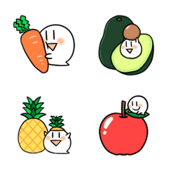 [LINE絵文字] 小さなオバケちゃん 野菜・果物の画像