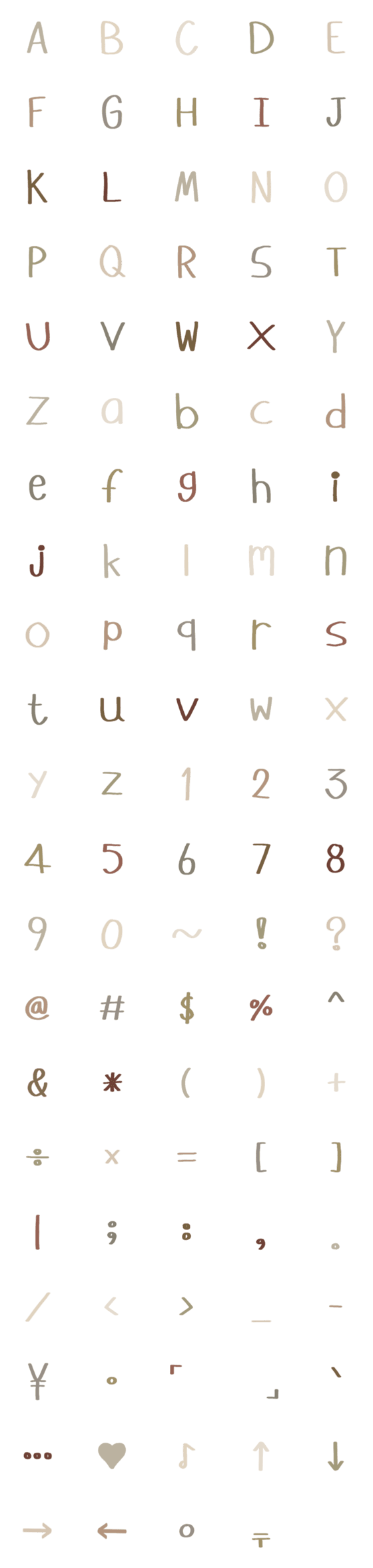 [LINE絵文字]Cute handwriting alphabet ABC emoji V5の画像一覧