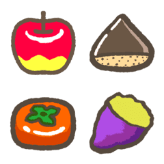 [LINE絵文字] 秋の食べ物と落ち葉の画像