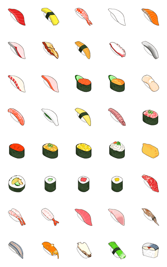[LINE絵文字]色々な寿司の画像一覧