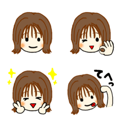 [LINE絵文字] 日常で使える外はねボブの女の子の画像