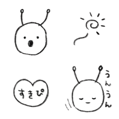 [LINE絵文字] わくふるちゃん【白黒】ゆるかわ絵文字の画像