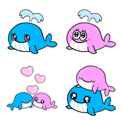 [LINE絵文字] 動く！クジラ絵文字♪ピロくん＆メロちゃんの画像