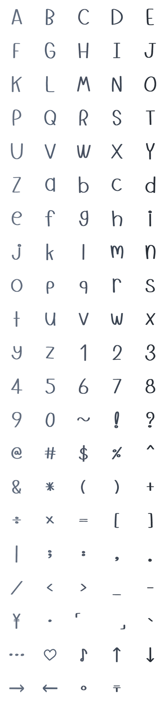 [LINE絵文字]Cute handwriting alphabet ABC emoji V10の画像一覧