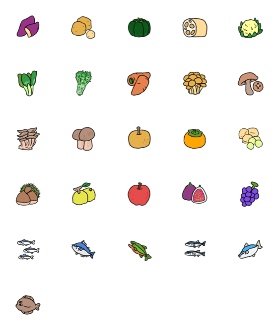 [LINE絵文字]秋の旬な食べ物絵文字の画像一覧