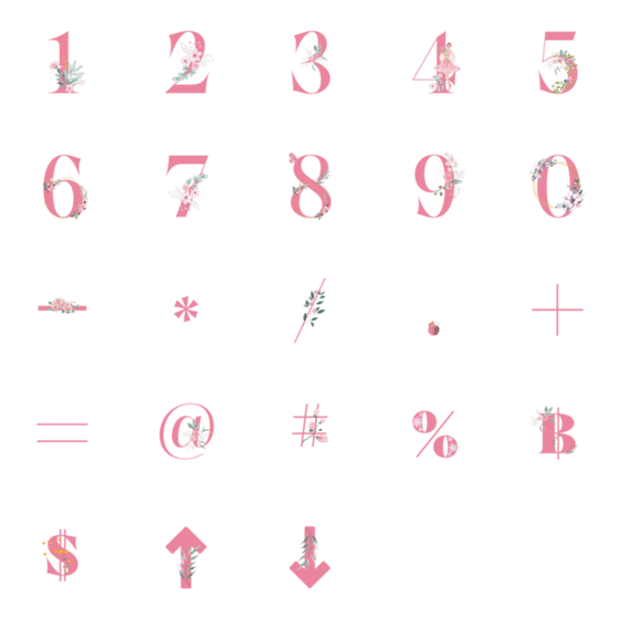 [LINE絵文字]flower numbers 1-10の画像一覧