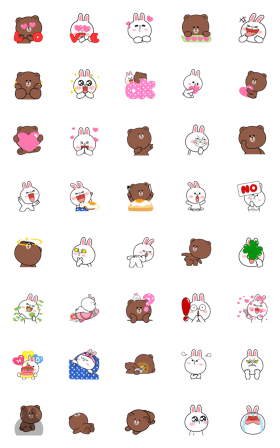 [LINE絵文字]BROWN ＆ CONY LOVELY EVERYDAY EMOJIの画像一覧