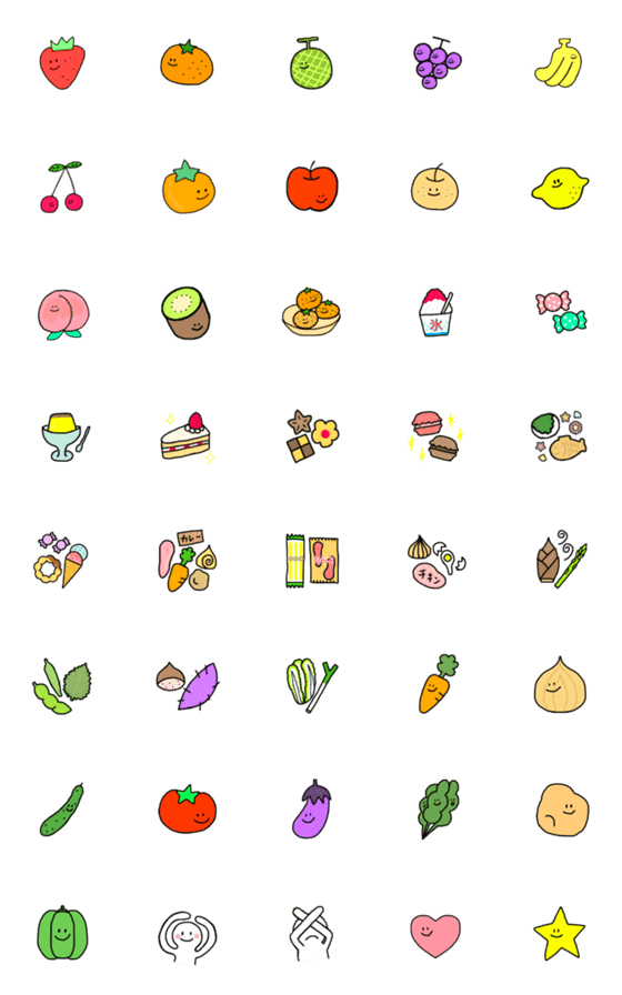 [LINE絵文字]くだものやさいすいーつでえがおにの画像一覧
