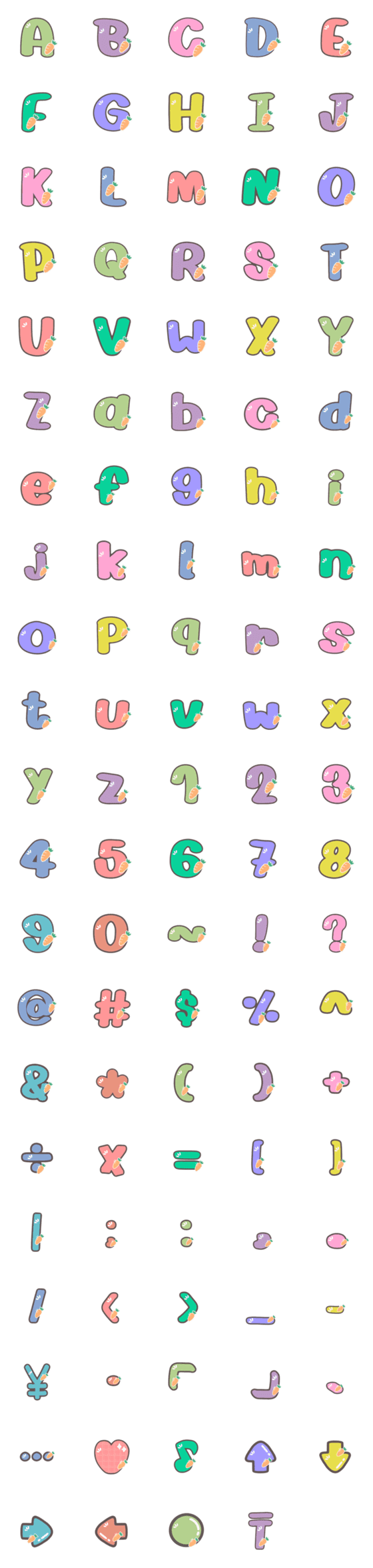 [LINE絵文字]ABC 123 Alphabet cute emoji V.2の画像一覧
