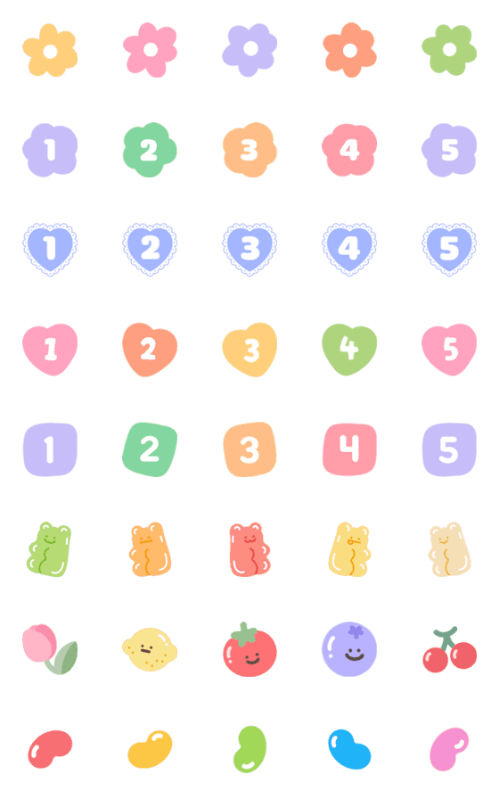 [LINE絵文字][ no. ] Gummy 1-5の画像一覧