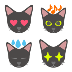 [LINE絵文字] ボンベイ猫・黒猫の絵文字の画像