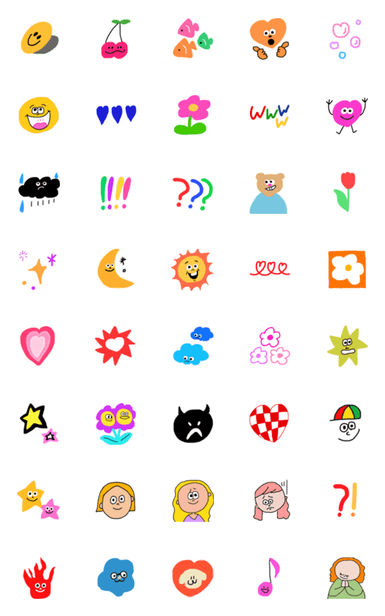 [LINE絵文字]カラフル＆ハッピー13の画像一覧